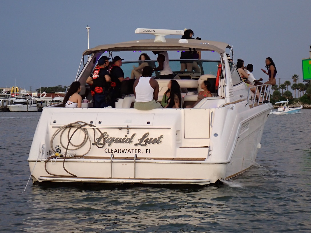 A Coast Guard Station Sand Key law enforcement crew terminated an illegal charter operating on the Intracoastal Waterway near Madeira Beach, Sunday. (U.S. Coast Guard courtesy photo)