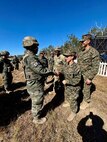 U.S. Marine Corps Maj. Gen. Valerie A. Jackson, commander of U.S. Marine Corps Forces Korea, shakes hands with a Republic of Korea Marine from the 11th Artillery Battalion, 1st Marine Division at the Shoalwater Bay Training Area in Queensland July 14, 2025.