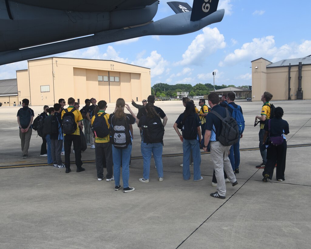 More than 30 Civil Air Patrol cadets from its International Air Cadet Exchange program received a tour of the 459th's KC-135 Stratotanker aircraft and gained an understanding of the unit's global air refueling mission. The Civil Air Patrol is a federally chartered non-profit corporation that is also the Air Force auxiliary. (U.S. Air Force photo by Lt. Col. Timothy Smith)