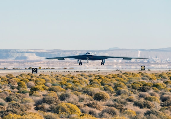 B-21 Raider conducts flight testing at Edwards Air Force Base, California, September 18, 2024.