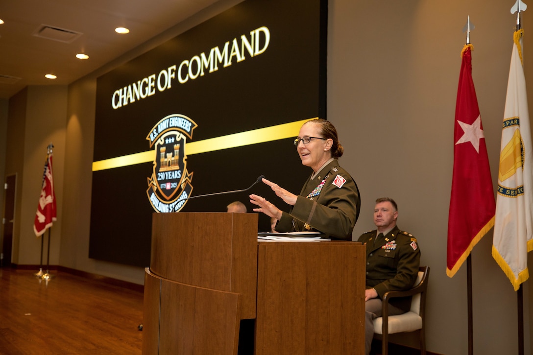 USACE Deputy Chief of Engineers and Deputy Commanding General Maj. Gen. Kimberly Colloton spoke confidently of Lt. Col. Haynes' future success as ERDC’s newest commander.