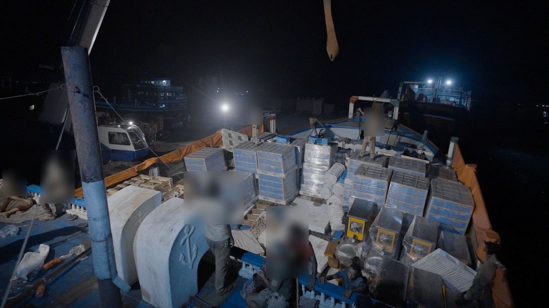 The Yemeni National Resistance Forces (NRF) intercepted and seized over 750 tons of munitions and hardware to include hundreds of advanced cruise, anti-ship, and anti-aircraft missiles, warheads and seekers, components as well as hundreds of drone engines, air defense equipment, radar systems, and communications equipment. According to the NRF, there were manuals in Farsi and many of the systems were manufactured by a company affiliated with the Iranian Ministry of Defense that is sanctioned by the United States. The illegal shipment was intended for use by the Iranian-backed Houthis. (U.S. Central Command Public Affairs courtesy photo)