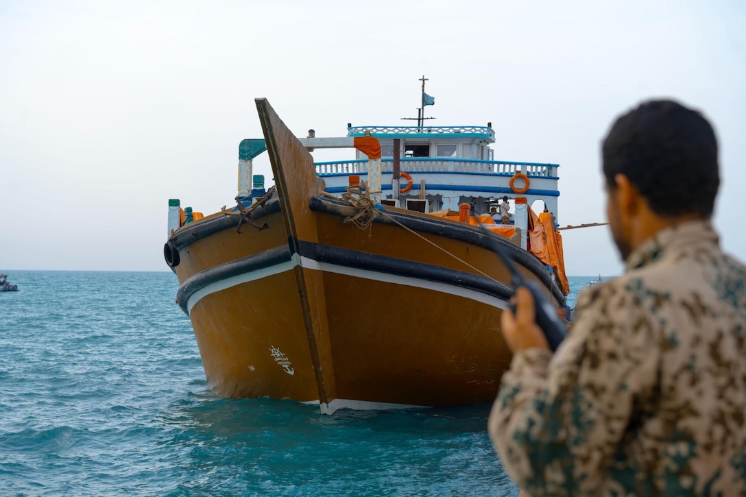 The Yemeni National Resistance Forces (NRF) intercepted and seized over 750 tons of munitions and hardware to include hundreds of advanced cruise, anti-ship, and anti-aircraft missiles, warheads and seekers, components as well as hundreds of drone engines, air defense equipment, radar systems, and communications equipment. According to the NRF, there were manuals in Farsi and many of the systems were manufactured by a company affiliated with the Iranian Ministry of Defense that is sanctioned by the United States. The illegal shipment was intended for use by the Iranian-backed Houthis. (U.S. Central Command Public Affairs courtesy photo)