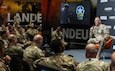 Command Sgt. Maj. Eric Bohannon, senior enlisted leader for V Corps Forward, speaks to an audience of multinational service members during a senior NCO leadership forum at LANDEURO’s Warriors Corner in Wiesbaden, Germany, July 16, 2025. The discussion centered on empowering NCOs through tough, realistic training, interoperability, and a return to foundational leadership across NATO’s Eastern Flank. (U.S. Army photo by Sgt. Tyler Brock)