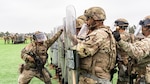 U.S. Army Soldiers, assigned to 79th Infantry Brigade Combat Team, 40th Infantry Division, California Army National Guard, conduct civil disturbance operations (CDO) training at Joint Forces Training Base in Los Alamitos, Calif., June 11, 2025.