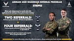 The Stellar Talent Acquisition Recruiting Referral and Stripes for Referrals programs are tools used by current service members to refer new recruits through the AIM HIGH app, May 18, 2023. STARR aims to incentivize all Airmen and Guardians to inspire the next generation to serve in the Air Force and Space Force, see more in DAFMAN 36-2806 and DAFMAN 36-2032. (U.S. Air Force Illustration)