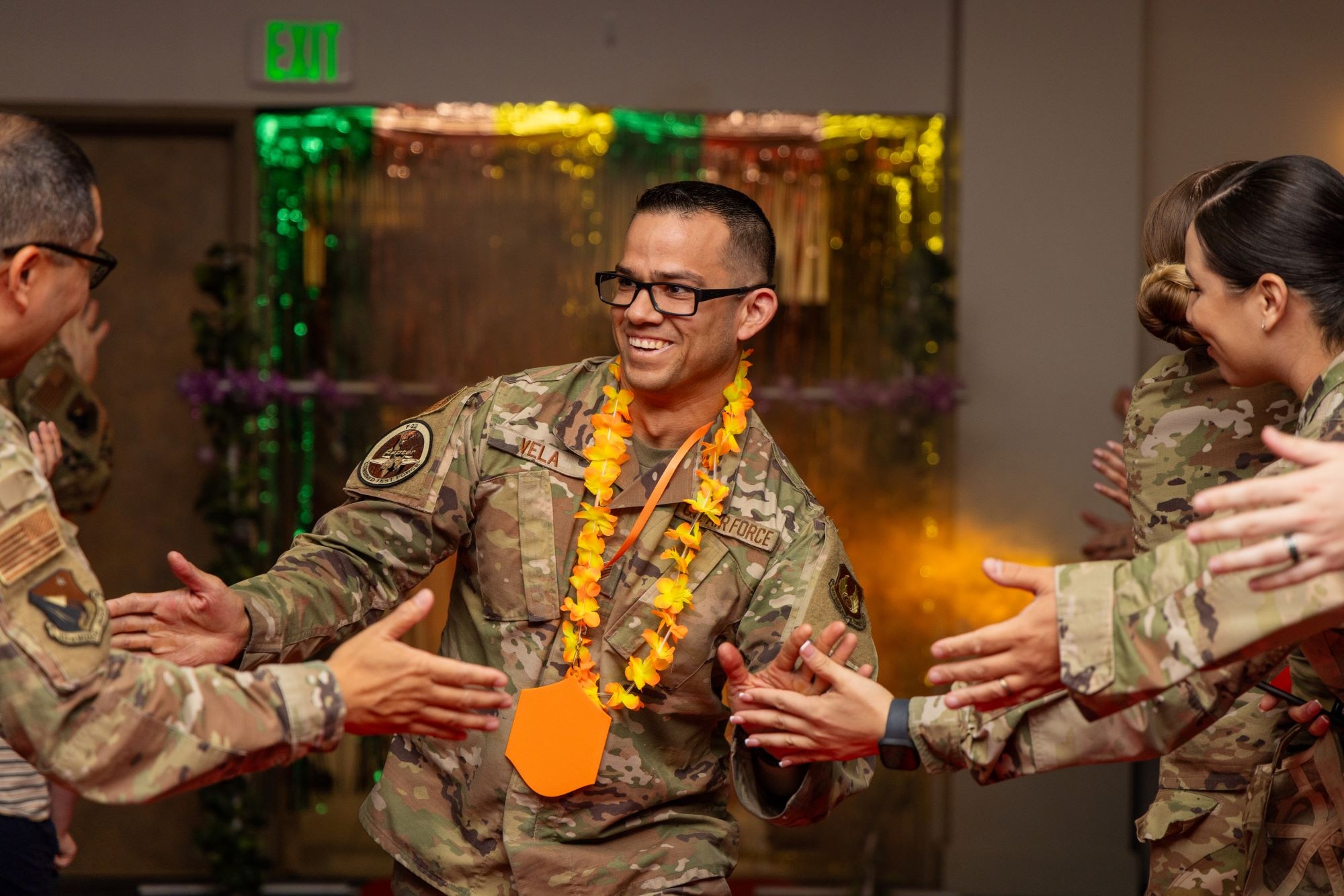 The Air Force selected more than 100 teammates stationed at Edwards Air Force Base for promotion to the ranks of master sergeant and technical sergeant. (Photo by Brandon Hernandez)