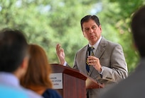 A man gives a speech.