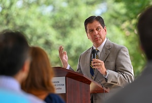 A man gives a speech.