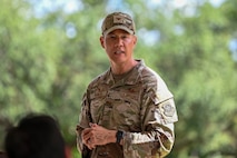 A man gives a speech.