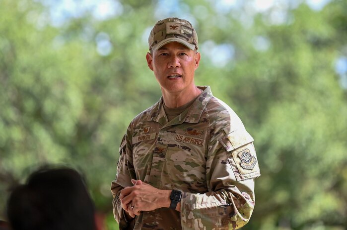 A man gives a speech.