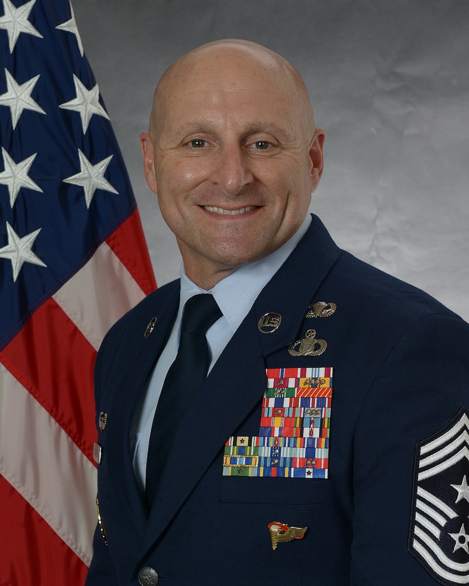 The official photo of Chief Master Sgt. Thomas Schaefer, Seventh Air Force command chief.