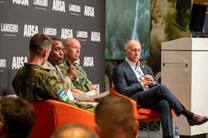 The 21st Theater Sustainment Command hosted the Warriors Corner “Sustainment Implications for the Eastern Flank Deterrence Line (EFDL)” today, July 16, 2025 at the LANDEURO Conference in Wiesbaden, Germany.