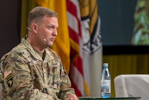 Brig. Gen. Curtis King, commanding general of 10th Army Air and Missile Defense Command, joined the “Defending the Skies” panel July 16 during #LANDEURO, hosted by AUSA and Govini.