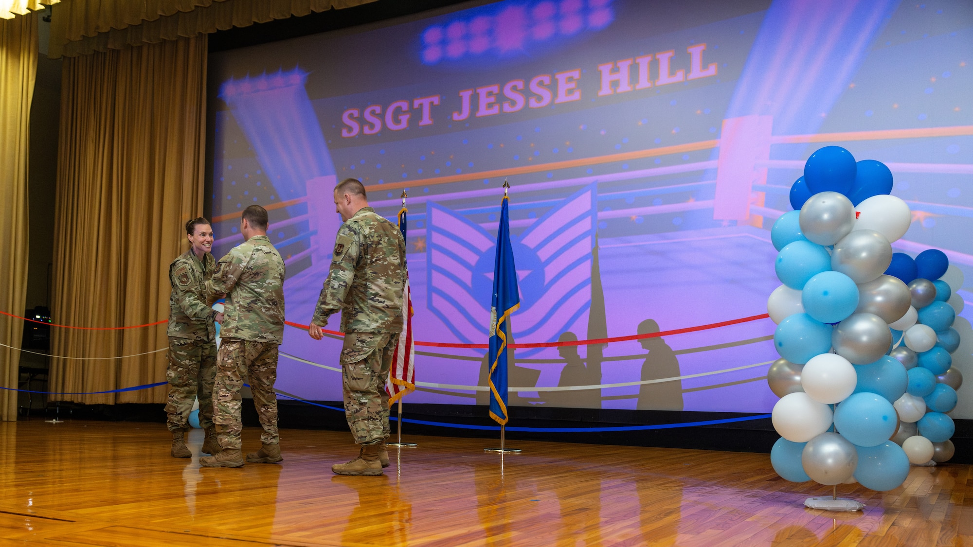 Airman congratulated during tech sgt. promotion ceremony