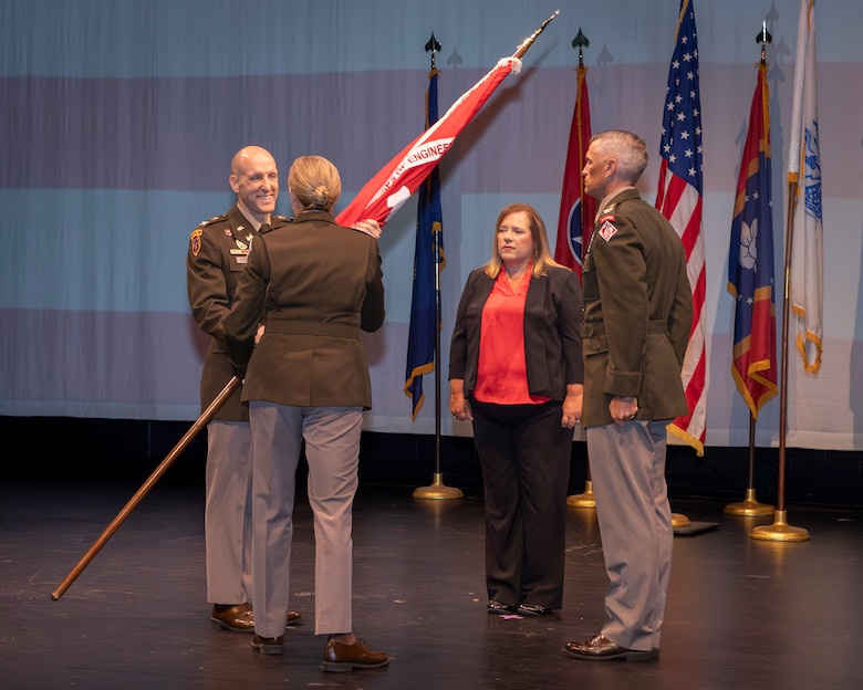 In a Change of Command Ceremony held on July 11, at the Crosstown Concourse Theater in Memphis, Col. John L. Morrow assumed command of the U.S. Army Corps of Engineers Memphis District.  Mississippi Valley Division Commander and Mississippi River Commission President Maj. Gen. Kimberly A. Peeples presided over the ceremony. 

The change of command ceremony is a military tradition that formally signifies the transfer of authority and responsibility from one commanding officer to another, symbolized through the passing of the unit’s colors or flag.