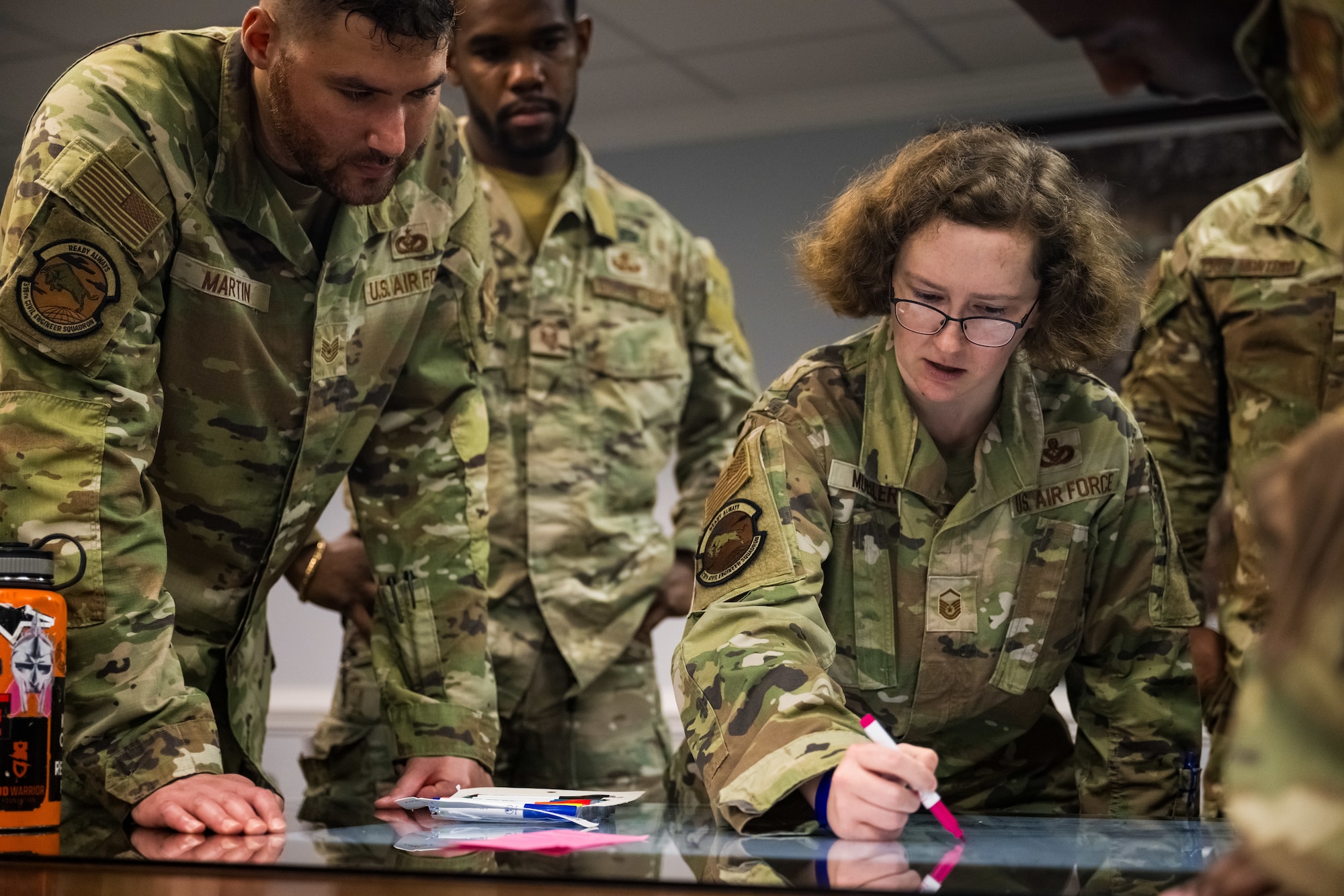 U.S. Airmen participate in the bare base overview exercise during the Prime BEEF Olympics.