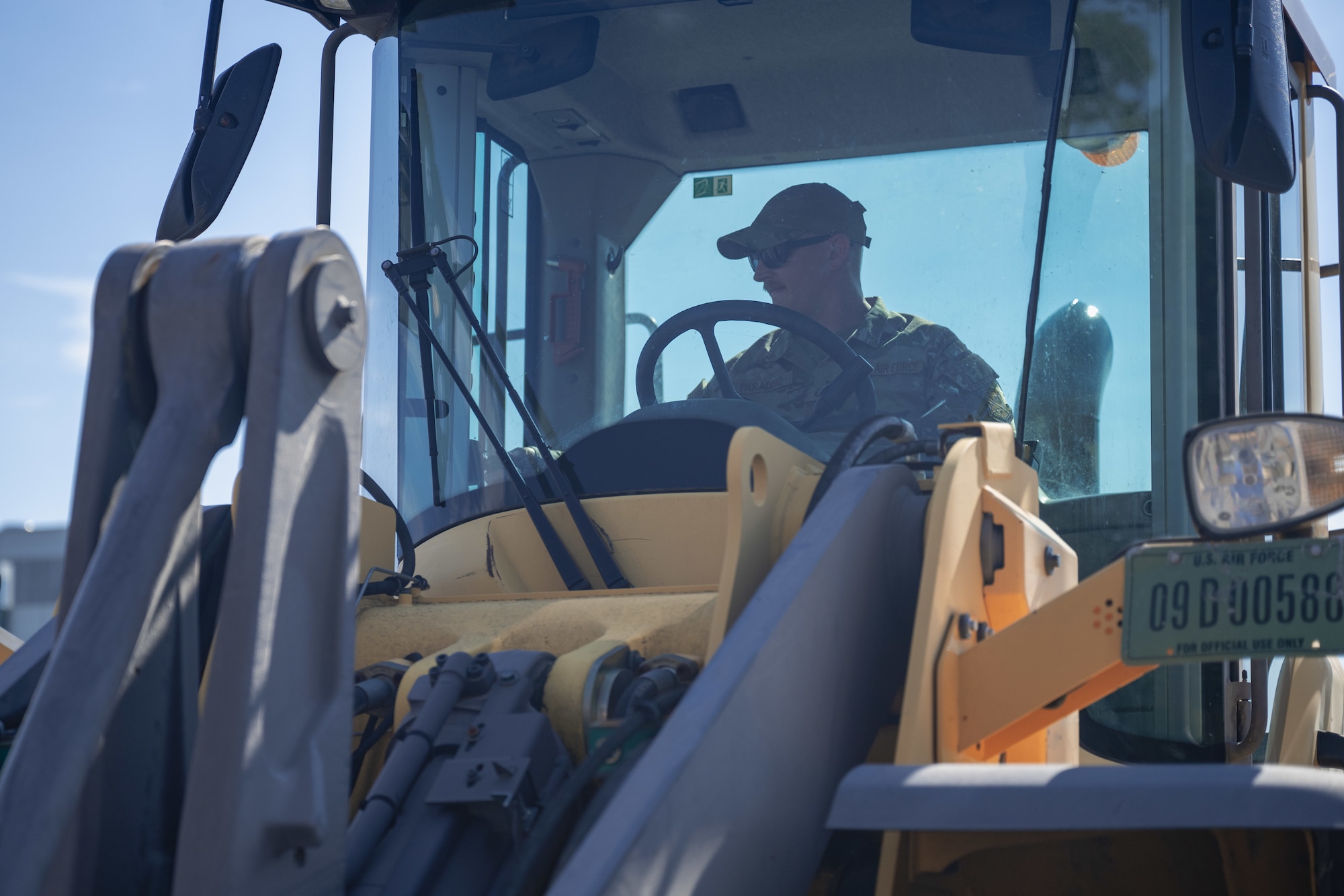 Master Sgt. Richard Paradiso, operates a 10K all-terrain forklift during the Prime BEEF Olympics.