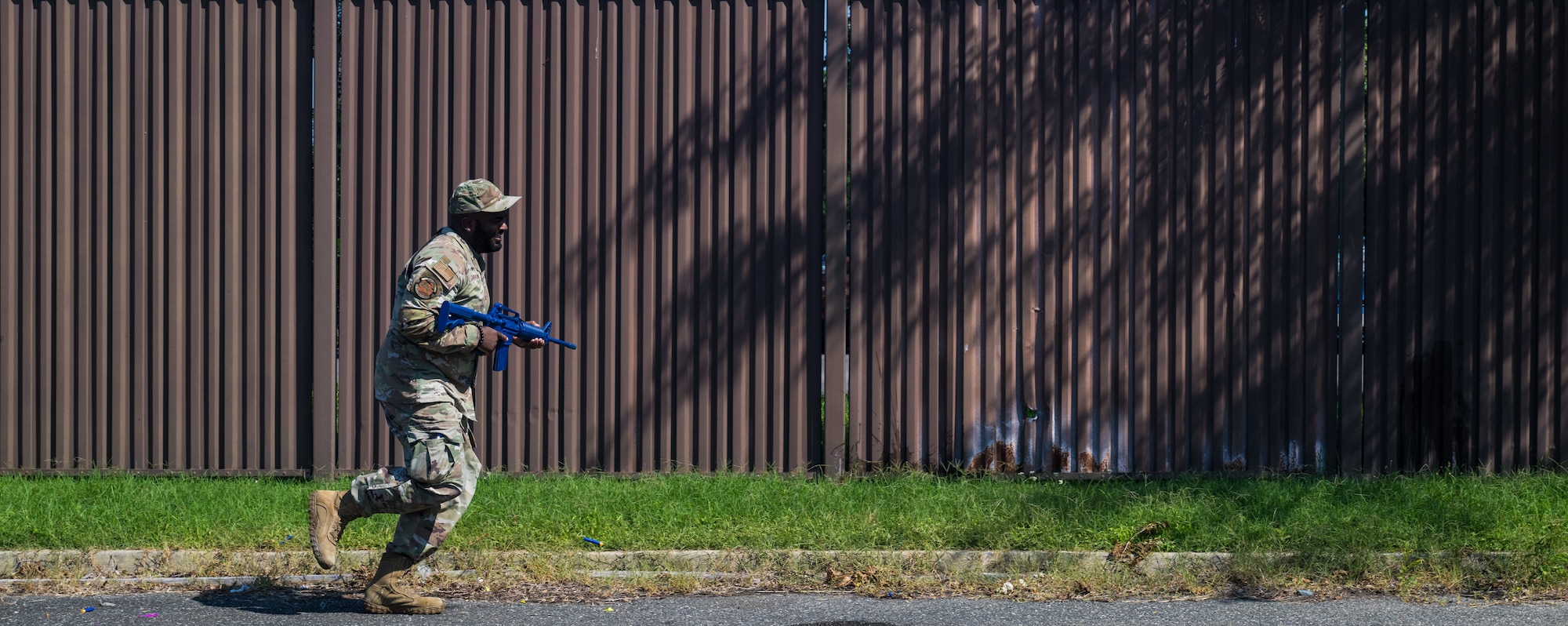 Staff Sgt. Charles Carradine, runs to the end of the individual movement techniques course.