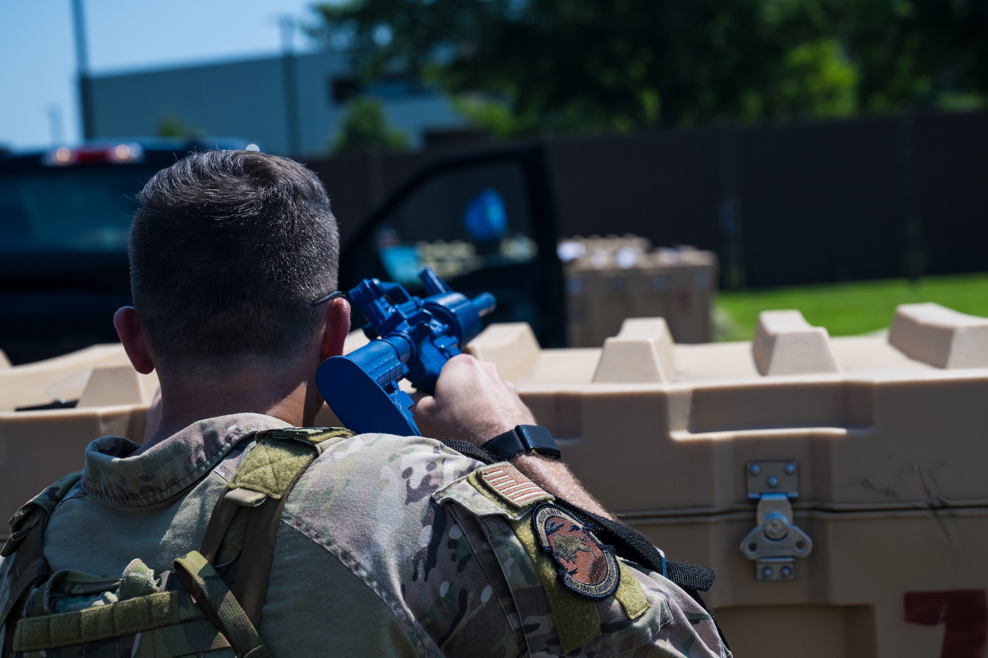 Capt. Brennan Bosworth, takes cover during the individual movement techniques event