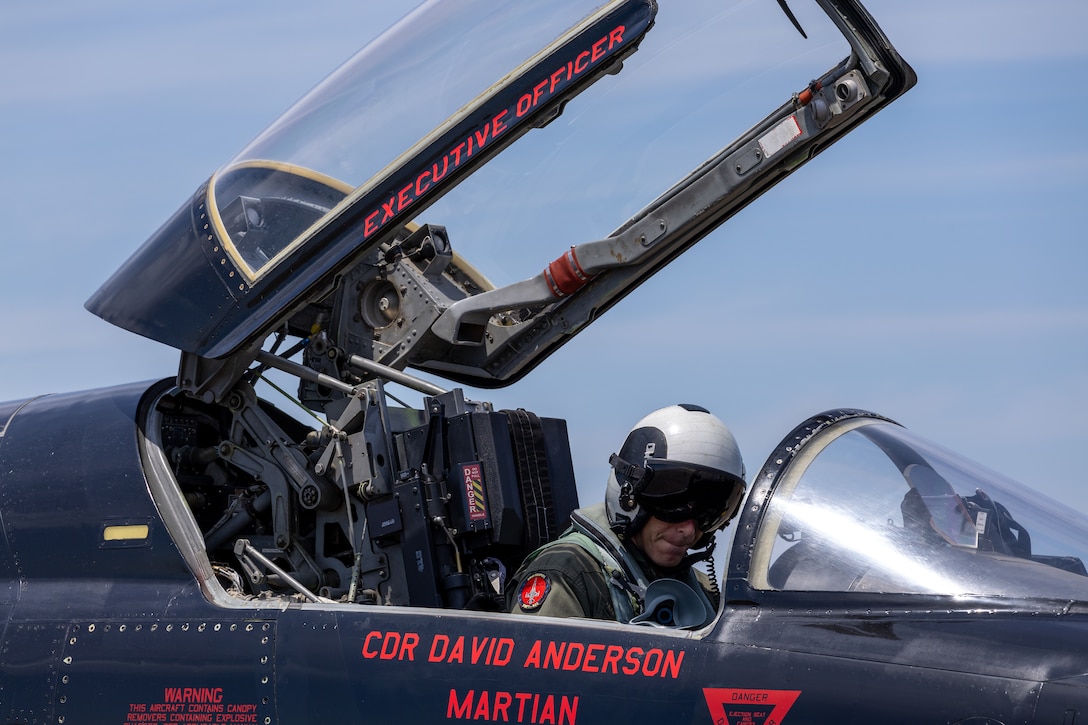 U.S. Marine Corps Maj. Erin Mathis, an operation officer with Marine Fighter Training Squadron (VMFT) 402, Marine Aircraft Group 41, 4th Marine Aircraft Wing, lands an F-5N Tiger II aircraft during Atlantic Alliance 2025 at Joint Base Cape Cod, Massachusetts, July 3, 2025. VMFT-402’s purpose in Atlantic Alliance is to support and enhance Navy-Marine Corps amphibious operations by providing advanced fighter training and integrating air combat capabilities into joint and allied exercises along the East Coast. (U.S. Marine Corps photo by Sgt. Emely Gonzalez)