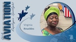 A portrait of Virginia Knuckles on an graphic for employee spotlight