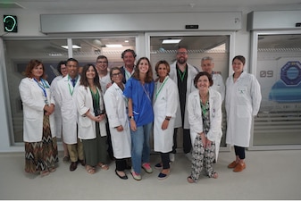 250623-N-FT324-6565 ROTA, SPAIN (June 23, 2025). Capt. Michael Mercado, Director of U.S. Naval Hospital Rota, engages with staff during a tour of Hospital Universitario Puerta del Mar, focusing on enhancing collaborative healthcare efforts and reinforcing the vital partnership that supports warfighters and their families overseas. (U.S. Navy Photo Released by Lt. Cmdr. Alicia Sacks)