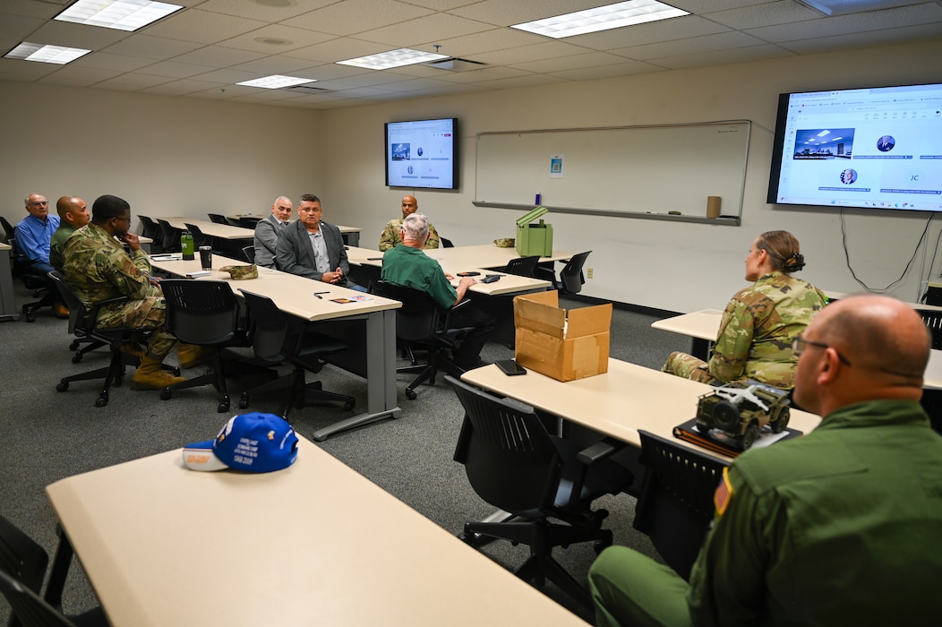 A panel of retired chief master sergeants shares leadership lessons with 433rd Airlift Wing senior enlisted leaders during a mentoring session following an informal ceremony at Joint Base San Antonio-Lackland, Texas, July 12, 2025.