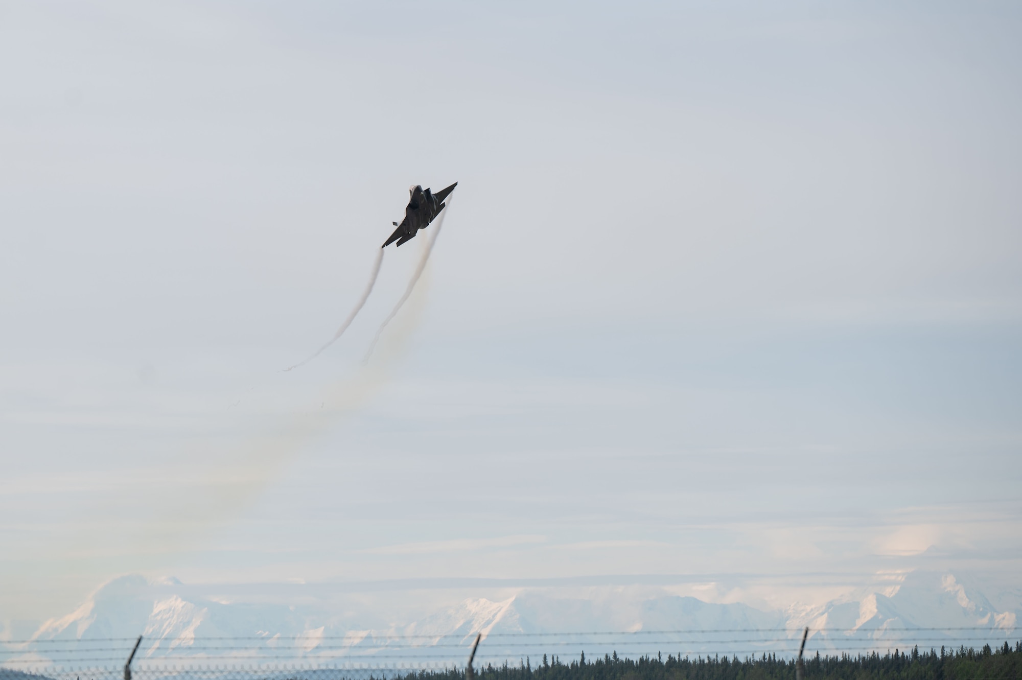 A U.S. Air Force F-35 Lightning II, assigned to the 356th Fighter Squadron, takes off at Eielson Air Force Base, Alaska, July 16, 2025.