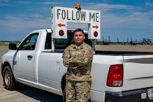 U.S. Air Force Staff Sgt. Quincy Mendoza, 35th Maintenance Squadron transient alert craftsman, poses for a photo during exercise Resolute Force Pacific (REFORPAC) at Misawa Air Base, Japan, July 15, 2025. The REFORPAC exercise showcases the USAF’s ability to rapidly adapt and project airpower alongside joint and coalition forces across the Indo-Pacific. (U.S. Air Force photo by Senior Airman Brittany Russell)