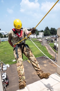 169th CES firefighters complete the high angle technical rescue