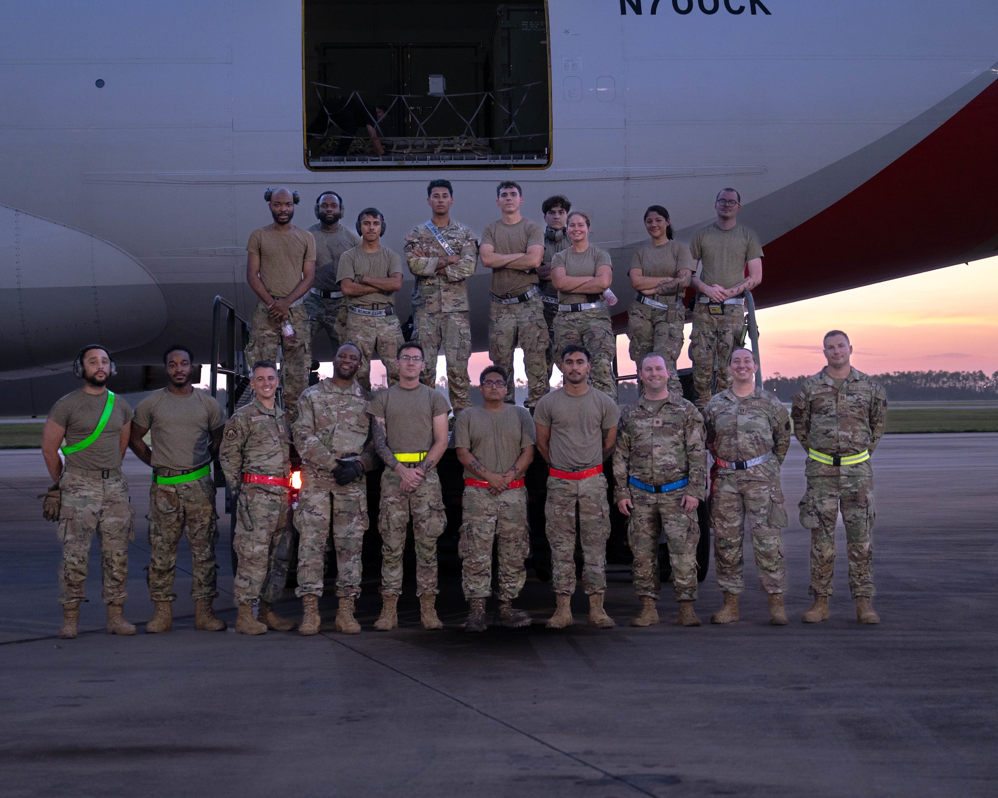 U.S. Airmen assigned to the 325th Logistics Readiness Squadron pose for a photo at Tyndall Air Force Base, Florida.