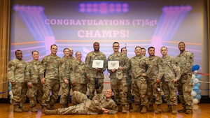 Group of newly selected technical sergeants pose for photo
