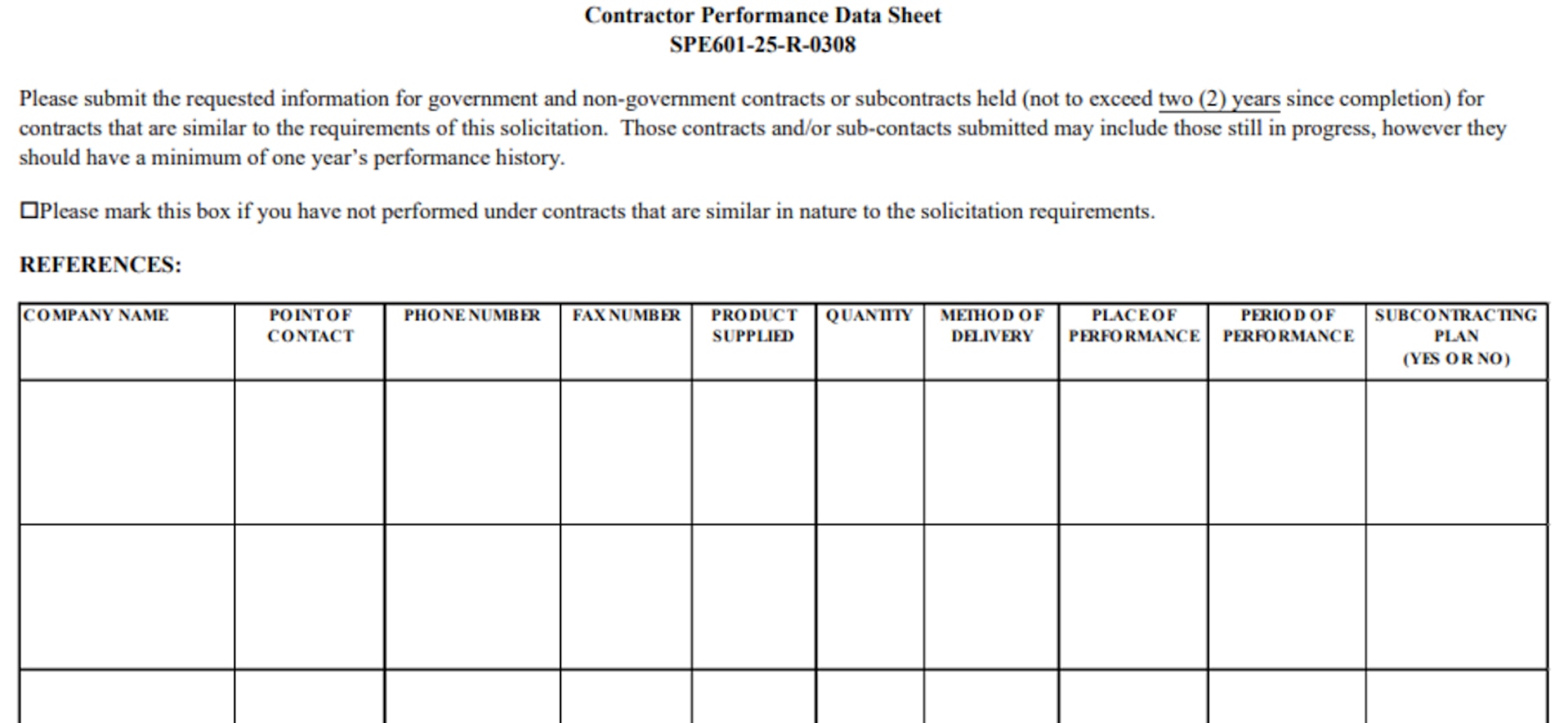 DLA Energy Aerospace Contractor Performance Data Sheet