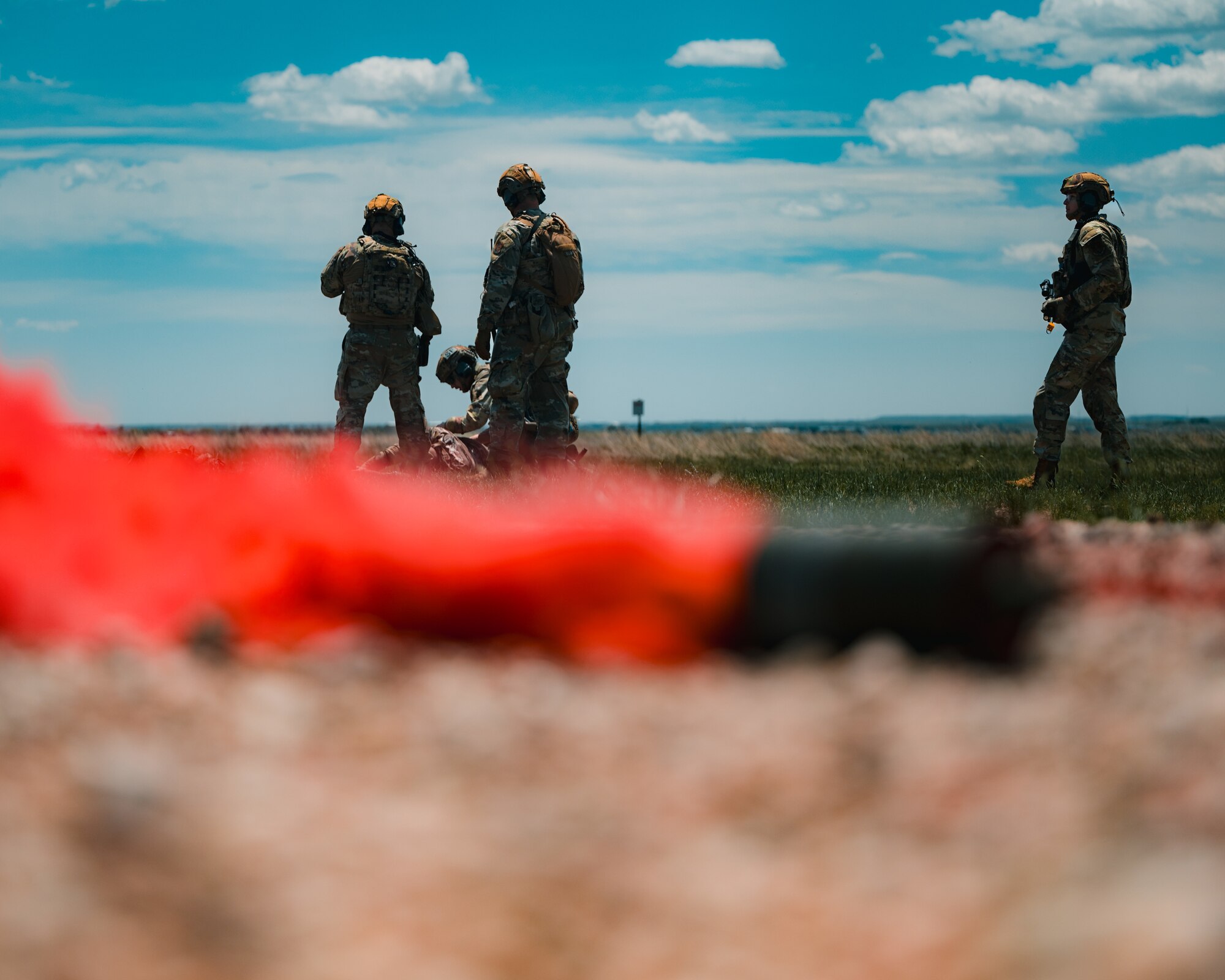 Security Forces airmen from F.E. Warren AFB and the 153rd Airlift Wing came together to go through a mock deployment exercise to test their knowledge and skills for real world events. (U.S. Air Force photo by Airman Nicholas Rowe)