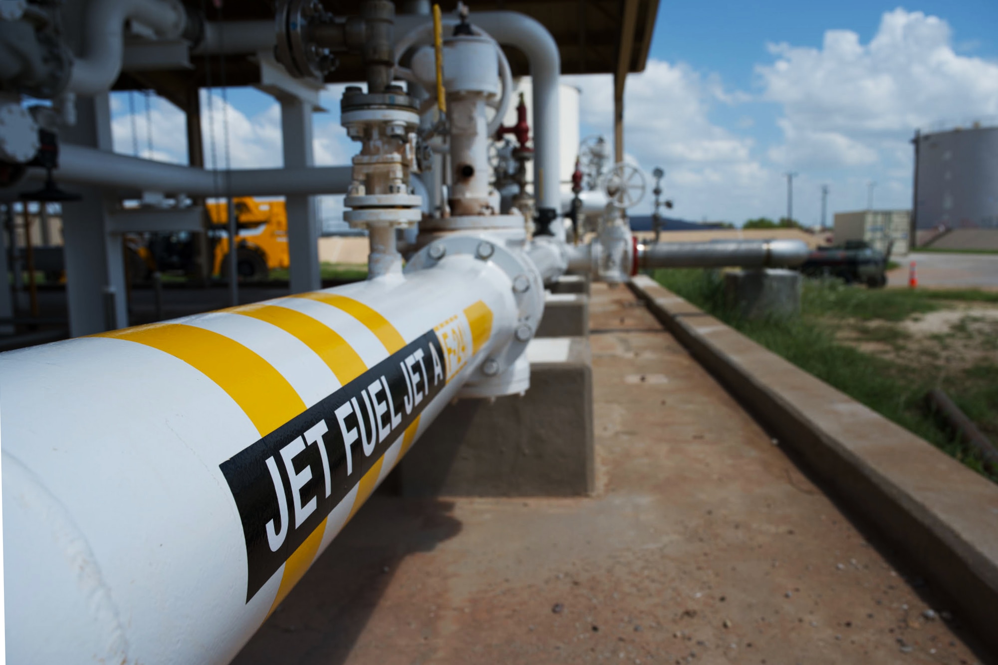 Photo of an Alpha receipt line for fuels distribution at Dyess Air Force Base, Texas, July 8, 2025. Upgrades to Dyess’ fueling system added 21 new refueling locations, including two additional hot pit refueling stations, enhancing the 7th Bomb Wing’s ability to support B-1 operations. (U.S. Air Force photo by Senior Airman Emma Anderson)