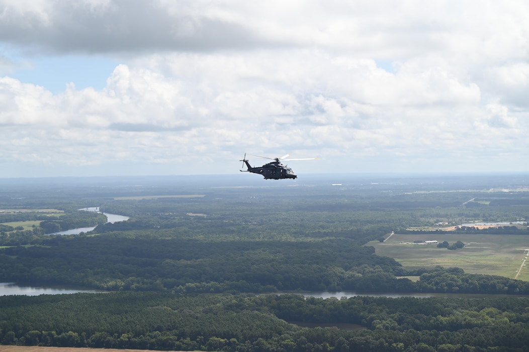 a helicopter flying