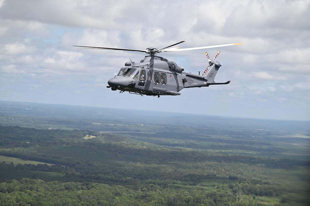a helicopter flying