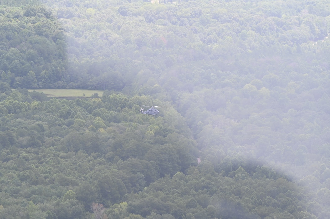 a helicopter flying