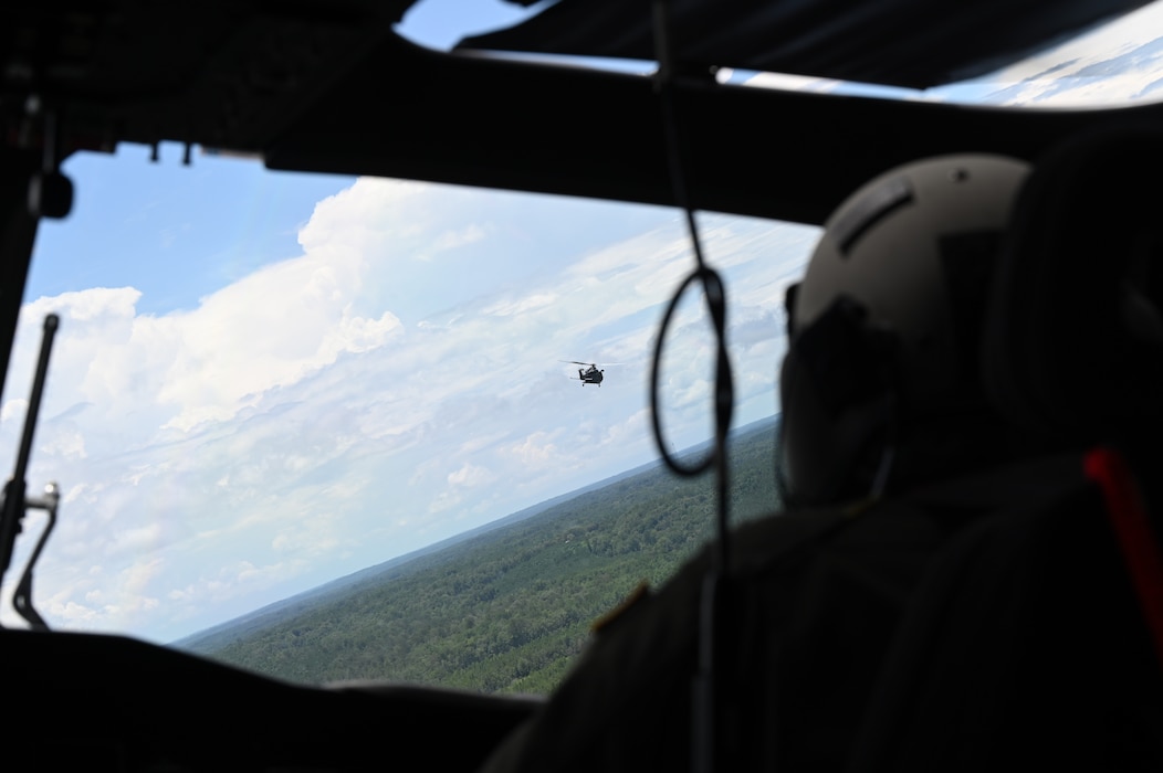 a helicopter flying