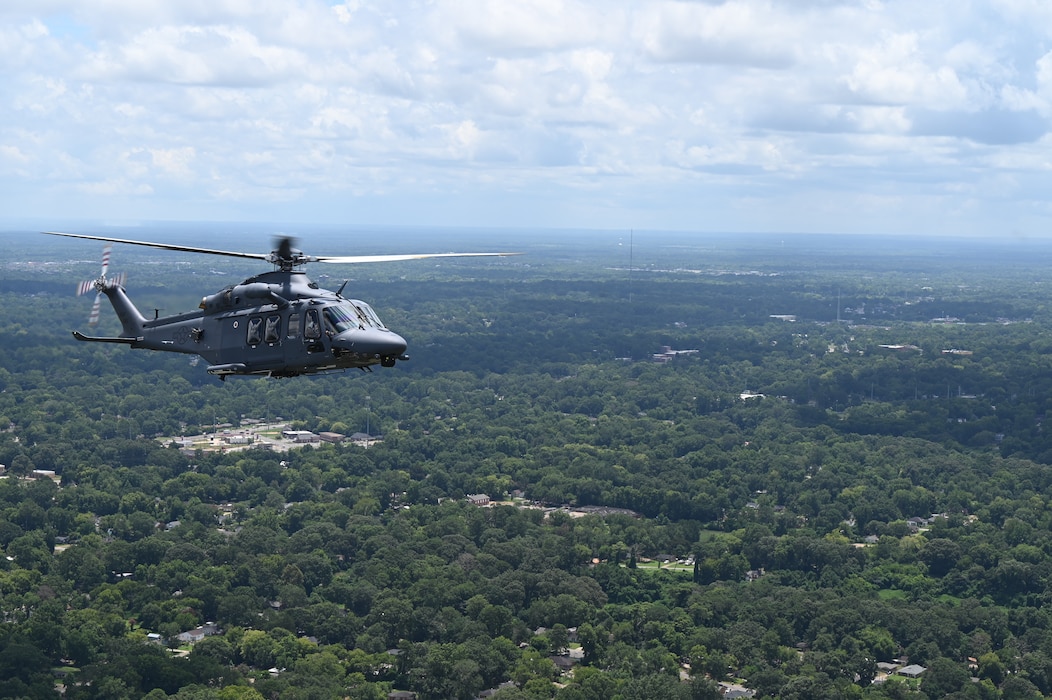 a helicopter flying