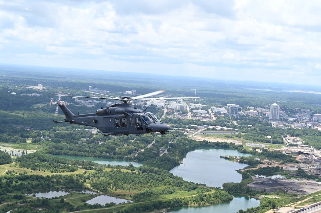 a helicopter flying