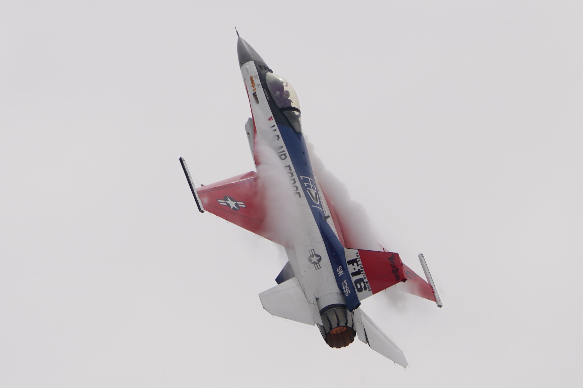 U.S. Air Force Maj. Taylor "FEMA" Hiester, F-16 Viper Demonstration Team commander and pilot, performs aerial maneuvers at F-AIR 2025, the Colombia Feria Aeronáutica Internacional, at the José María Córdova International Airport in Rionegro, Antioquia, Colombia, July 9, 2025.Activities like F-AIR strengthen international partnerships, enhancing interoperability and improving our collective readiness to conduct a range of potential future operations – from humanitarian assistance and disaster relief to security operations – so we can respond quickly to support our neighbors in times of crisis. (U.S. Air Force photo by Staff Sgt. Ariel O’Shea)