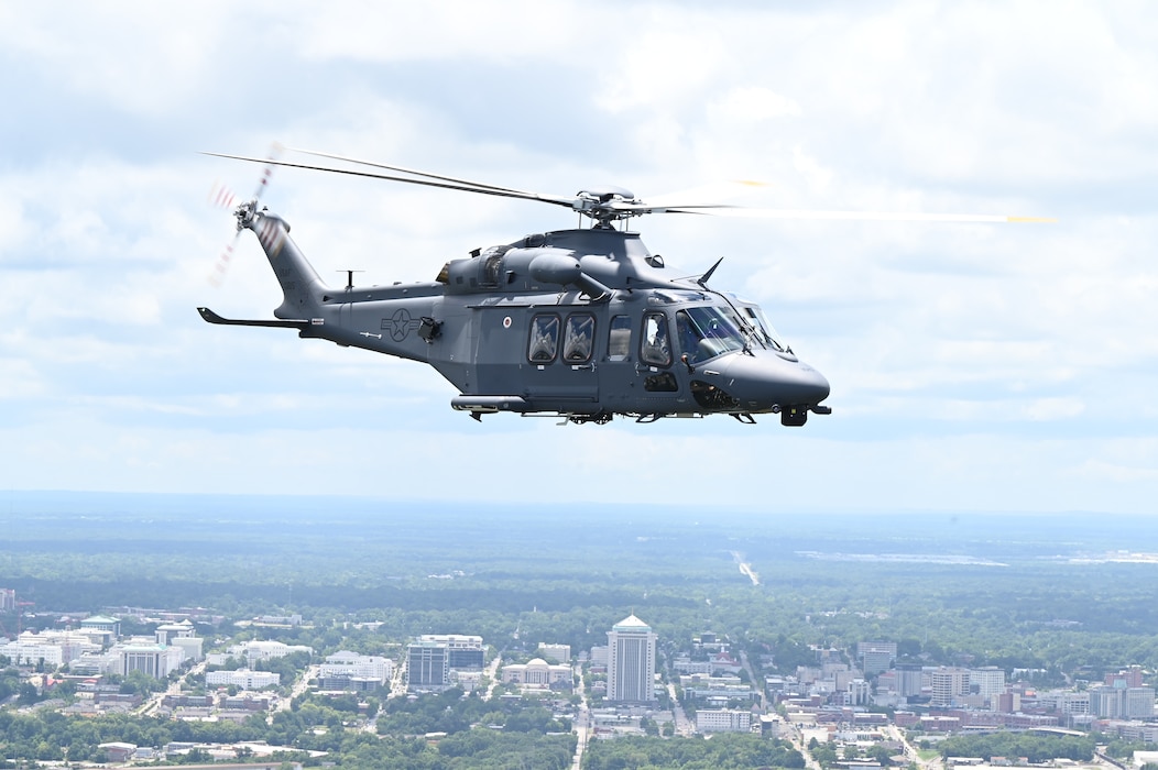 a helicopter flying