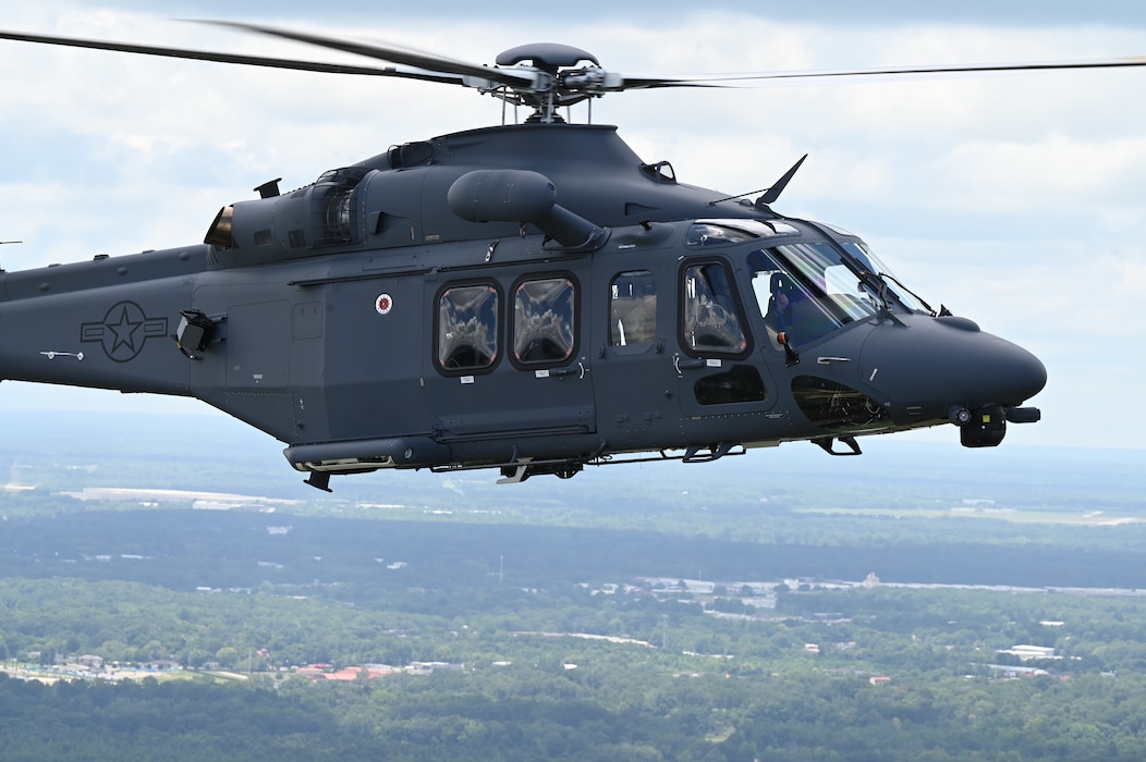 a helicopter flying