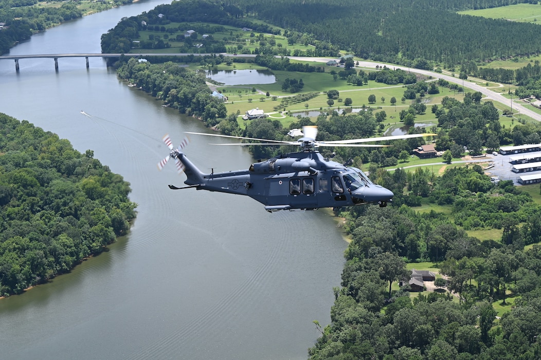 a helicopter flying
