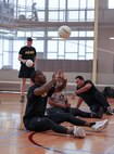 U.S. Army Master Sgt. Earlie Brown prepares to set the ball at sitting volleyball practice during the 2025 Department of Defense Warrior Games training camp at Fort Carson, Colorado, July 15, 2025.