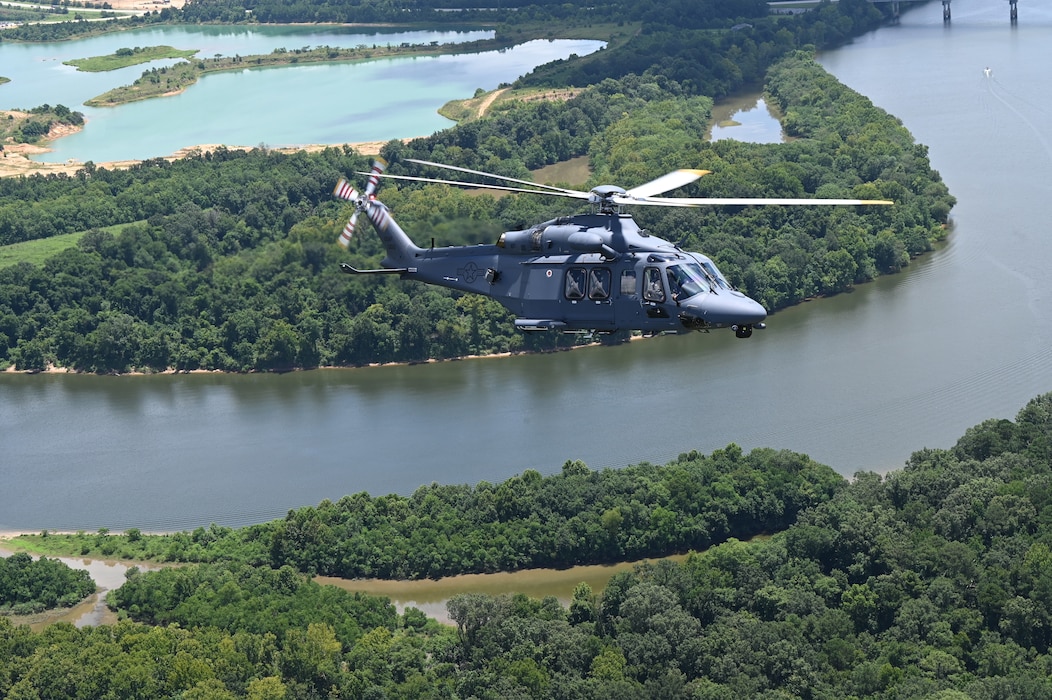 a helicopter flying