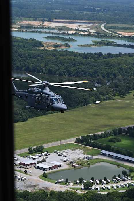 a helicopter flying