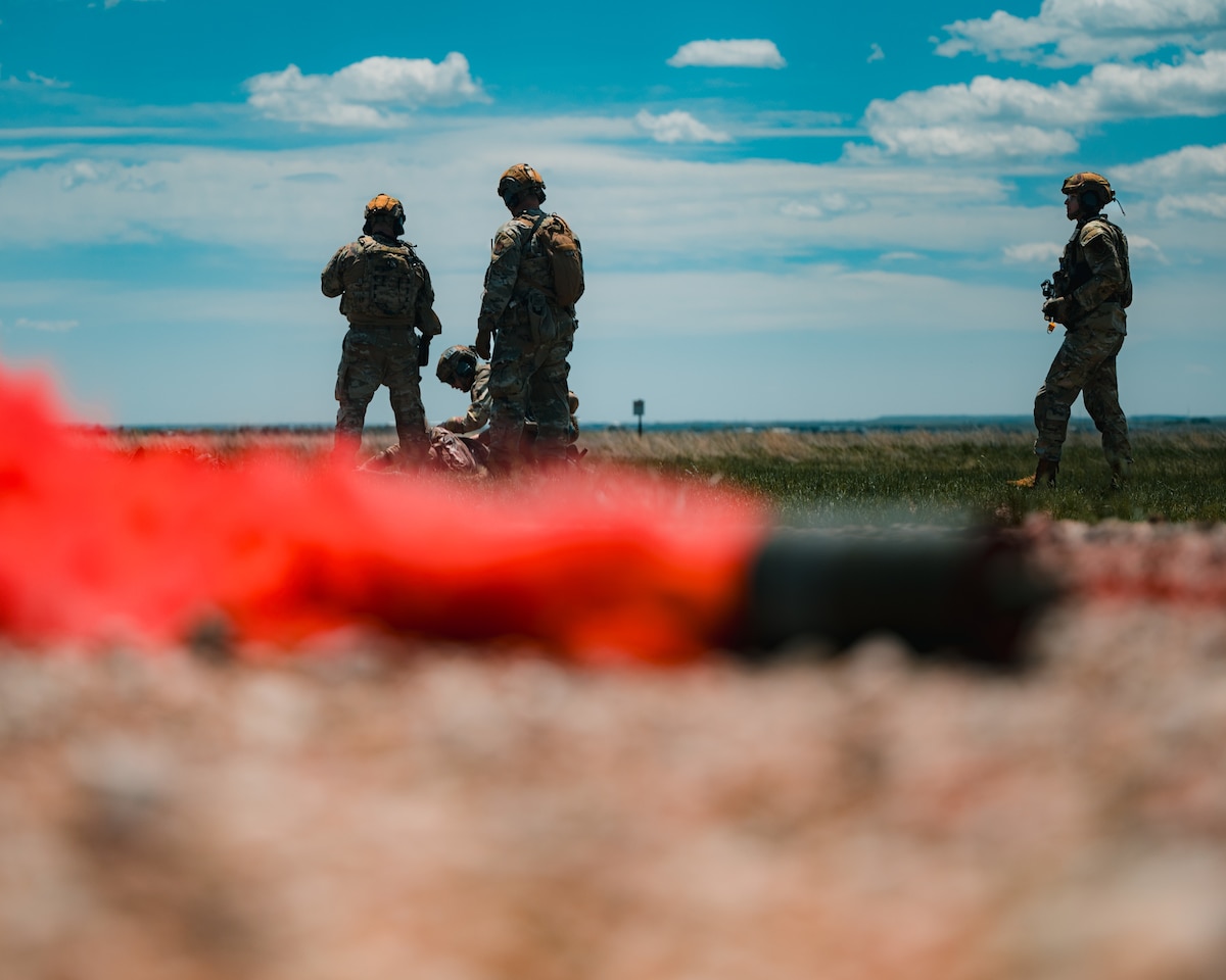 Security Forces airmen from F.E. Warren AFB and the 153rd Airlift Wing came together to go through a mock deployment exercise to test their knowledge and skills for real world events. (U.S. Air Force photo by Airman Nicholas Rowe)